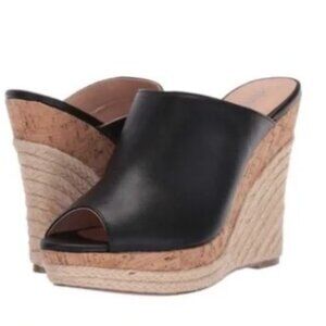 Charles By Charles David Black Peep Toe Wedge Sandal
